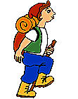A cartoon hiker